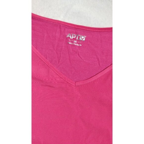 Apt. 9 Women's Pink V-Neck Short Sleeve Top Size 1X - Picture 4 of 14